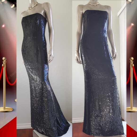 ^$11,000 OSCAR LA RENTA BLACK SILK SEQUIN RUNWAY RED CARPET GOWN W. BOLERO US 6 - Picture 12 of 16
